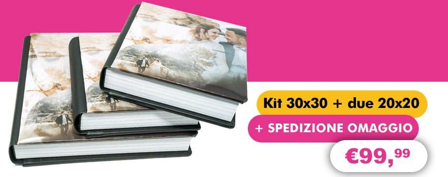 Offerta lampo Kit Fotolibro 30x30 + 2 20x20 (30 fogli) - Offerta Flash