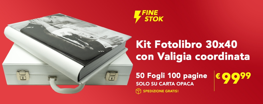 Offerta lampo Kit Fotolibro 30x40 Personalizzato - 50 Fogli 100 pagine con Valigia Coordinata