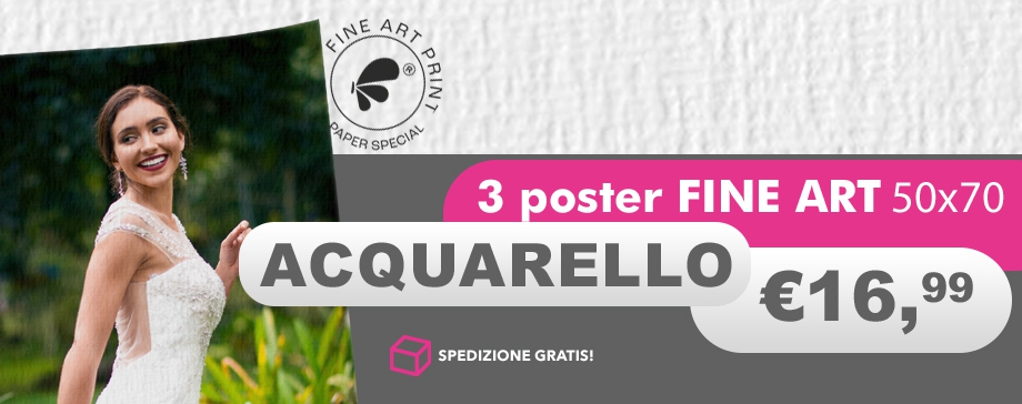 Offerta lampo 3 Foto Poster 50x70 Fine Art - Acquarello 237gr