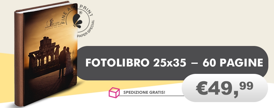 Offerta lampo Fotolibro 25X35 Fine Art OPACO - 30 Fogli (60pag)